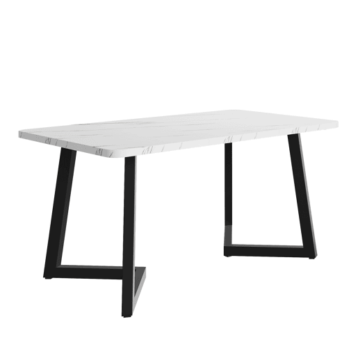 Mesa de jantar - tampo em mármore - pés em metal preto - 117x68cm - Preto e branco