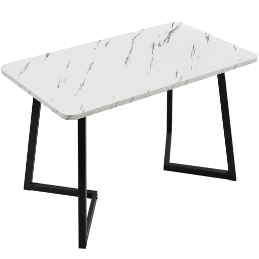 Mesa de jantar - tampo em mármore - pés em metal preto - 117x68cm - Preto e branco