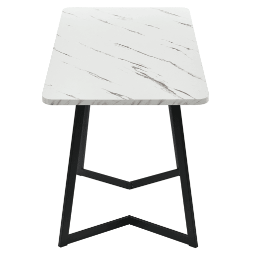 Mesa de jantar - tampo em mármore - pés em metal preto - 117x68cm - Preto e branco