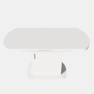 Mesa de jantar oval retrátil - com espaço de arrumação e pega prateada - Branco e prateado