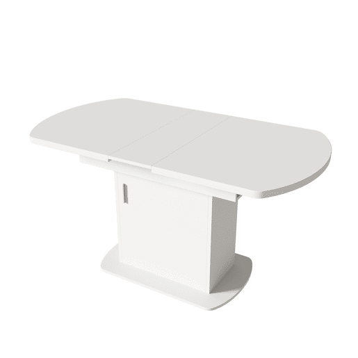 Mesa de jantar oval retrátil - com espaço de arrumação e pega prateada - Branco e prateado