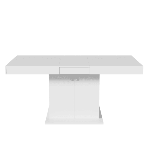Mesa de jantar extensível - com arrumação por baixo - estilo moderno - Branco