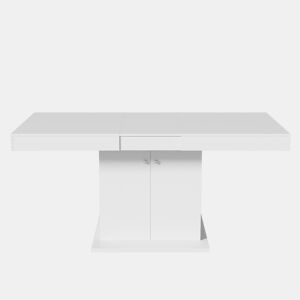 Mesa de jantar extensível - com arrumação por baixo - estilo moderno - Branco