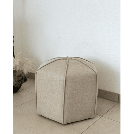 Pufe WISHEK Linho sintético Creme 45 cm 45 cm 42 cm