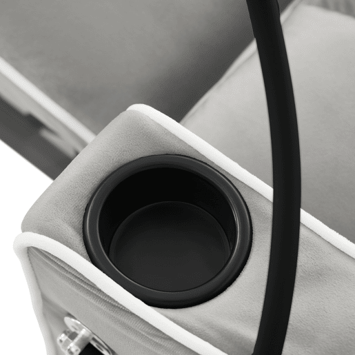 Poltrona retrátil de veludo - com suporte para copos + suporte para telemóvel - Cinzento claro