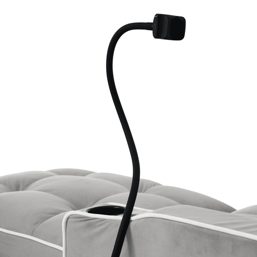 Poltrona retrátil de veludo - com suporte para copos + suporte para telemóvel - Cinzento claro