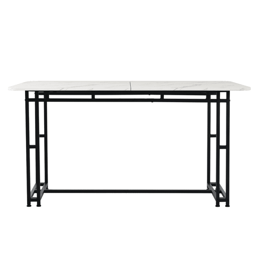 Mesa de jantar - tampo em mármore - pés em metal preto - 140x80cm - Preto e branco