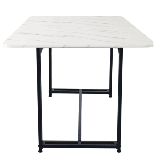 Mesa de jantar - tampo em mármore - pés em metal preto - 140x80cm - Preto e branco