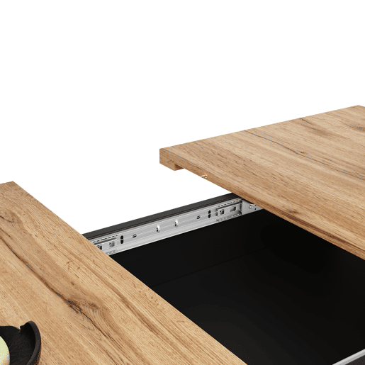 Mesa de jantar retrátil - em MDF - com arrumação - Preto e Natural Mesa de jantar retrátil - em MDF - com arrumação - Preto e Natural