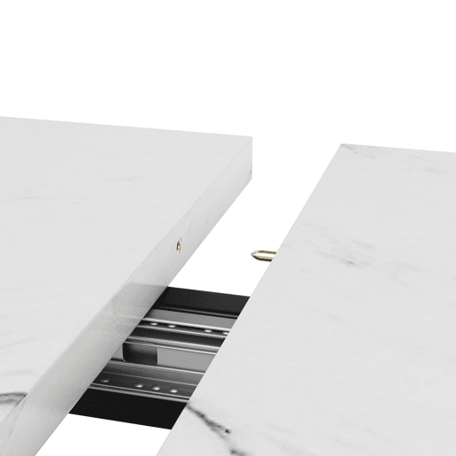 Mesa de jantar retrátil - MDF e metal - tampo com efeito mármore - Branco