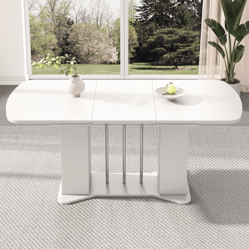 Mesa de jantar extensível com arrumação para 4 a 6 pessoas - 120160 x 80 cm - em MDF - Branco