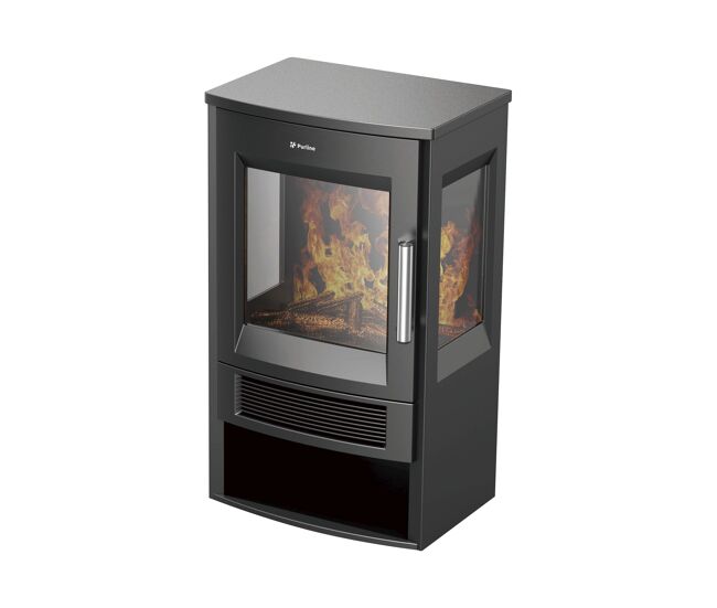 Chimenea eléctrica purline 1800w: efecto llama led realista, mando a distancia, termostato, compacta, ligera y sin humo.