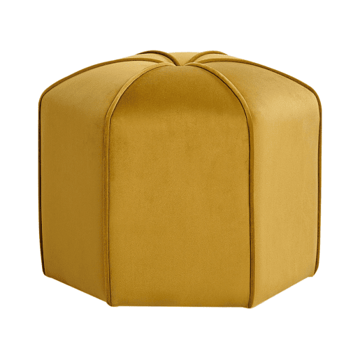 Pufe WISHEK Veludo Amarelo 45 cm 45 cm 42 cm