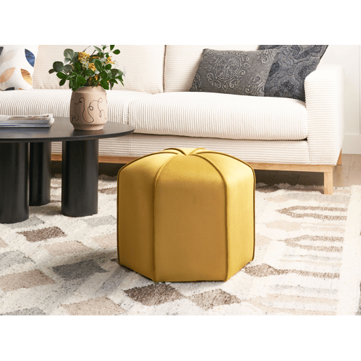 Pufe WISHEK Veludo Amarelo 45 cm 45 cm 42 cm