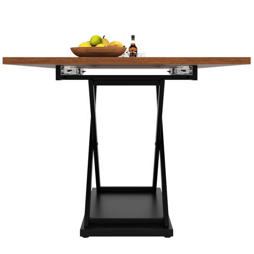 Mesa de jantar retrátil - MDF e metal - tampo com efeito de grão de madeira - Castanho
