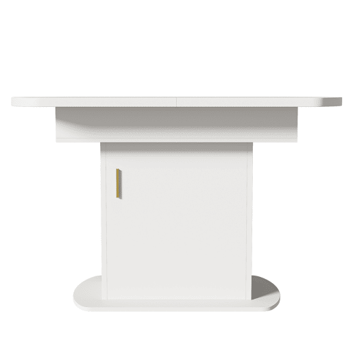 Mesa de jantar oval retrátil - com espaço de arrumação e pega dourada - Branca