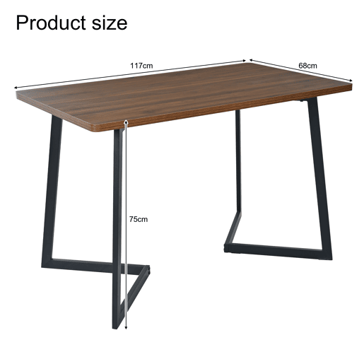 Mesa de jantar - tampo em madeira - pernas em metal preto - 117x68cm - Castanho e preto
