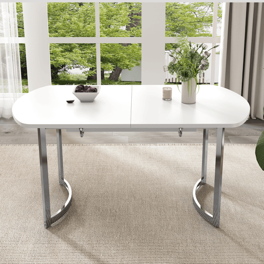Mesa de jantar extensível para 4 a 6 pessoas em MDF - 140180 x 80 cm - Branco