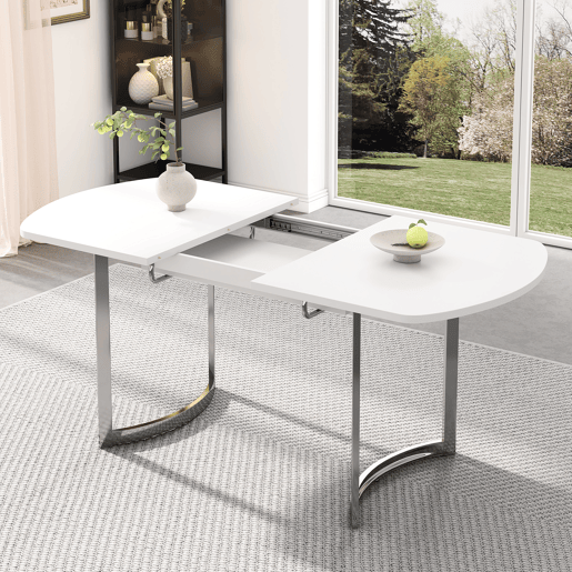 Mesa de jantar extensível para 4 a 6 pessoas em MDF - 140180 x 80 cm - Branco