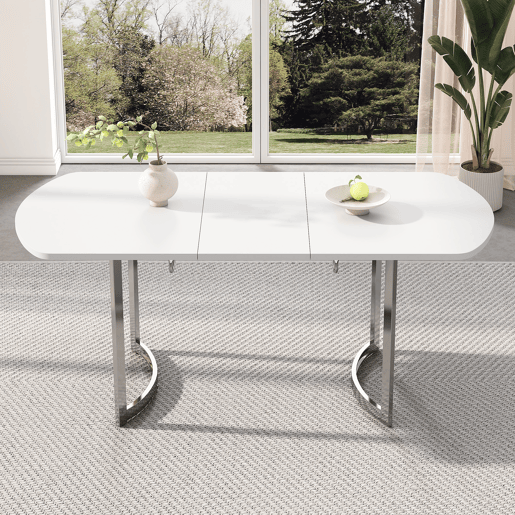 Mesa de jantar extensível para 4 a 6 pessoas em MDF - 140180 x 80 cm - Branco