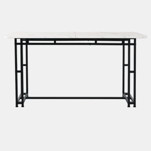 Mesa de jantar - tampo em mármore - pés em metal preto - 120x70cm - Preto e branco