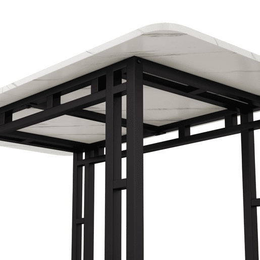 Mesa de jantar - tampo em mármore - pés em metal preto - 120x70cm - Preto e branco