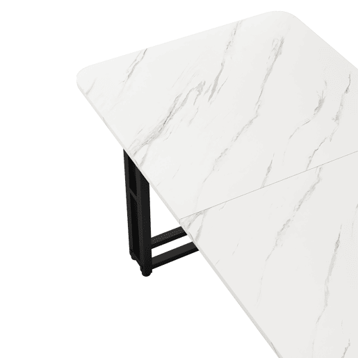 Mesa de jantar - tampo em mármore - pés em metal preto - 120x70cm - Preto e branco