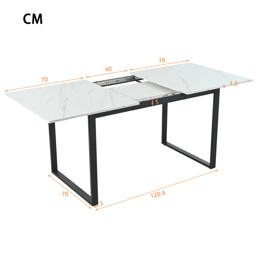 Mesa de jantar extensível multifunções - estilo industrial - Branco