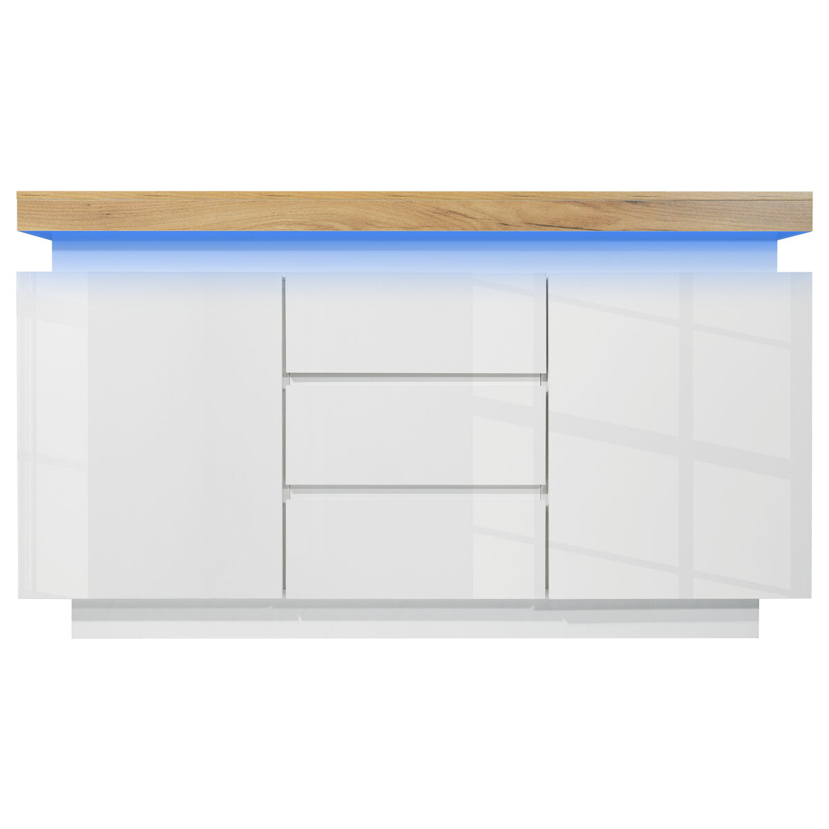Cómoda con led - 3 cajones y 2 puertas con estantes regulables - blanco