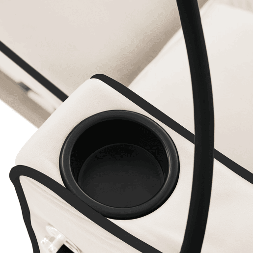 Poltrona retrátil de veludo - com suporte para copos + suporte para telemóvel - Bege