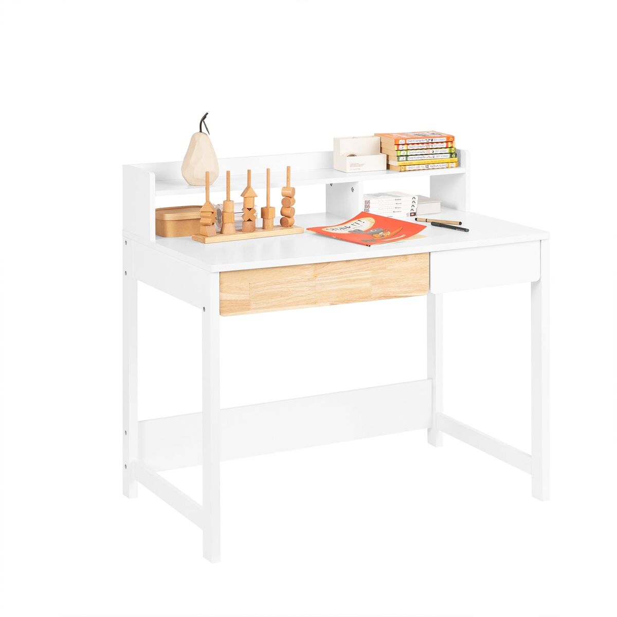 Mesa escritorio de ordenador con 2 cajones y 1 estante escritorio de oficina 100 x 59 x 95 cm fwt106-w sobuy es