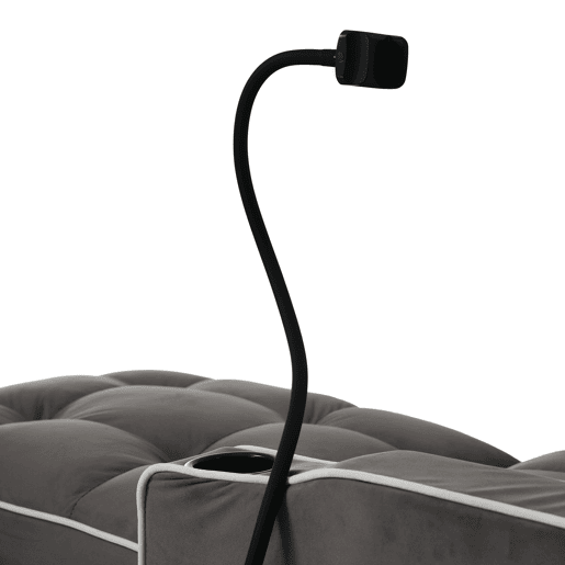 Poltrona retrátil de veludo - com suporte para copos + suporte para telemóvel - Cinzento