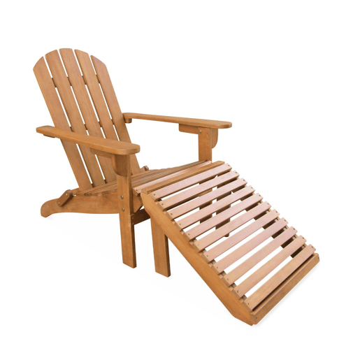 Poltrona de madeira com apoio para os pés, set de 2, Adirondack Salamanca x2 + mesaapoio de pernas, Madeira, 69x139.2x90 cm