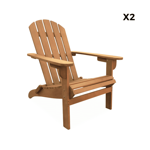 Poltrona de madeira com apoio para os pés, set de 2, Adirondack Salamanca x2 + mesaapoio de pernas, Madeira, 69x139.2x90 cm