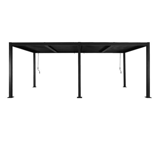 Pérgola bioclimática 3x6m de alumínio e aço + 2 toldos 3m, Palace 3x6m + acessórios, Antracite, 574x272x231 cm