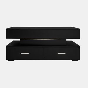 Mesa de centro regulável em altura com LED - 2 gavetas - Controlada por APP - Preto