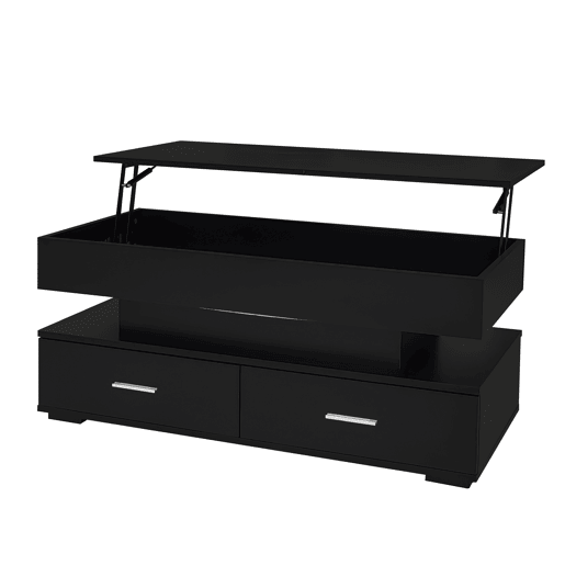 Mesa de centro regulável em altura com LED - 2 gavetas - Controlada por APP - Preto
