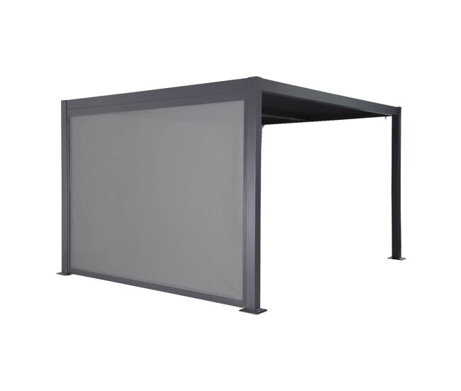 Pergola bioclimática de aluminio y acero 3x3m + 1 toldo de 3m antracita - 292x292x224 cm