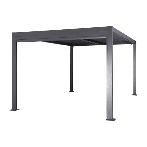 Pergola bioclimático 3x3m em alumínio e aço + 1 toldo de 3m, Palace 3x3m + acessório, Antracite, 292x292x224 cm
