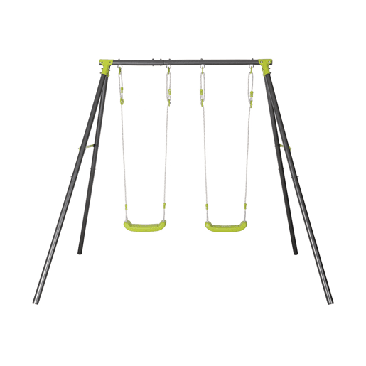 Pórtico de balançoio duplo em metal, Bise, Noir et vert, 217x153x195 cm