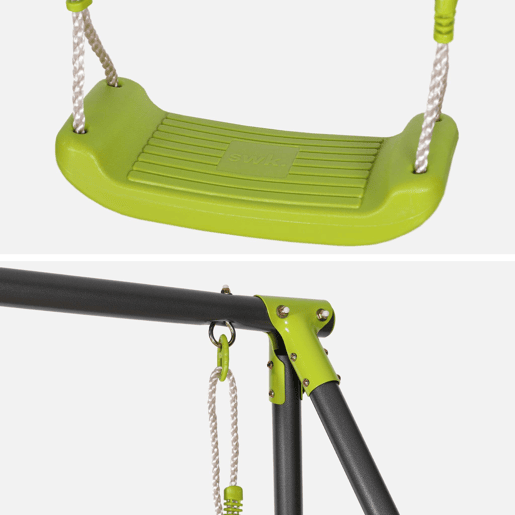 Pórtico de balançoio duplo em metal, Bise, Noir et vert, 217x153x195 cm