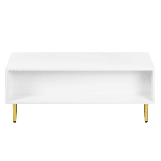 Mesa de centro - 2 gavetas - design de riscas verticais - Branco Mesa de centro - 2 gavetas - design de riscas verticais - Branco
