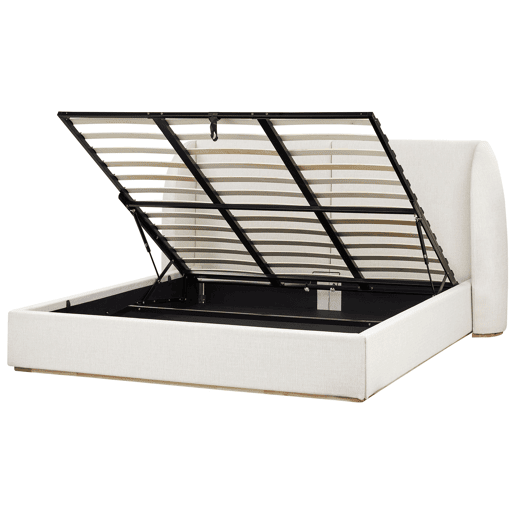 Cama baú Tecido MONESTIER 180 x 200 cm Branco creme