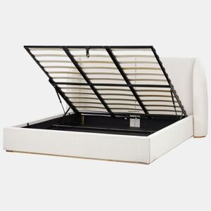 Cama baú Tecido MONESTIER 180 x 200 cm Branco creme