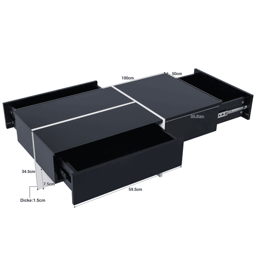 Mesa de centro - com sistema de iluminação LED controlado por aplicações - Preto