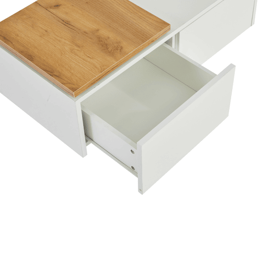 Mesa de centro quadrada 75x75x33,5cm - com 4 gavetas - Branco