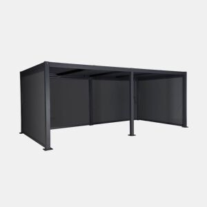 PĂ©rgola bioclimática 3x6m alumĂnio e aço, lâminas ajustáveis + 4 toldos 3m, Palace 3x6m + acessĂłrios, Antracite, 574x292x231 cm
