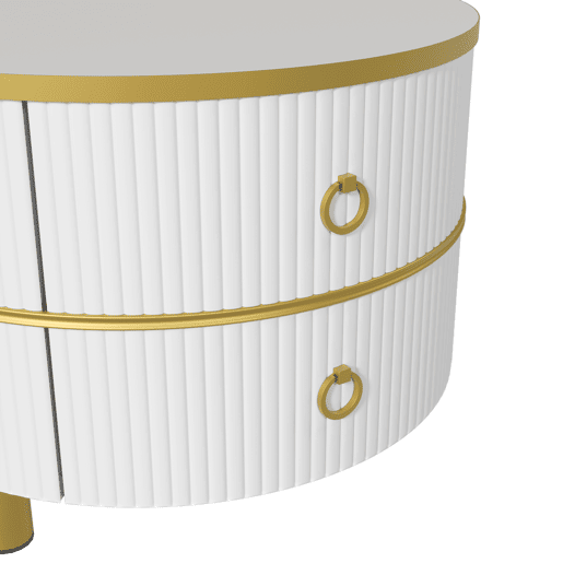Conjunto de 2 mesas de centro com 2 gavetas - tampo com design em mármore - Ouro e Branco Conjunto de 2 mesas de centro com 2 gavetas - tampo com design em mármore - Ouro e Branco