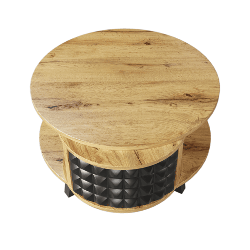 Mesa de centro - com arrumação interior giratória - Natural e Preto