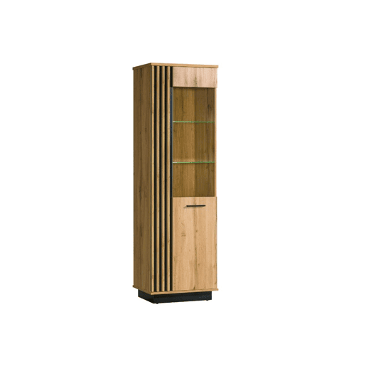 Vitrine estreita AMBIHOME MELO - Carvalho WotanPreto, C60xP40xA194cm Vitrine estreita AMBIHOME MELO - Carvalho WotanPreto, C60xP40xA194cm